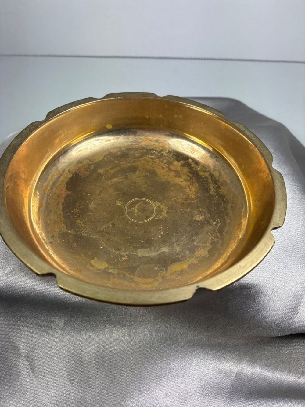 Vintage Solid Brass Covered Dish Asian Motif Trinket Box Decorative Lidded Bowl - Picture 4 of 8